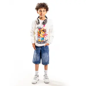 White Sweatshirt with “Pinocchio” Print 🤍👃