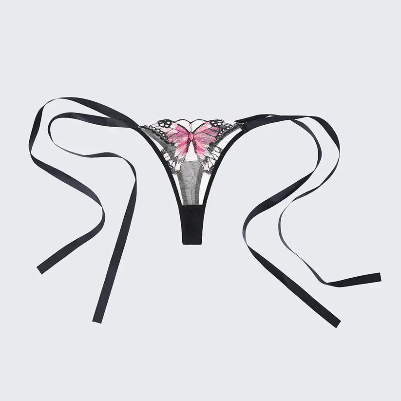 Butterfly Sheer Embroidered Mesh Bra Panty Set