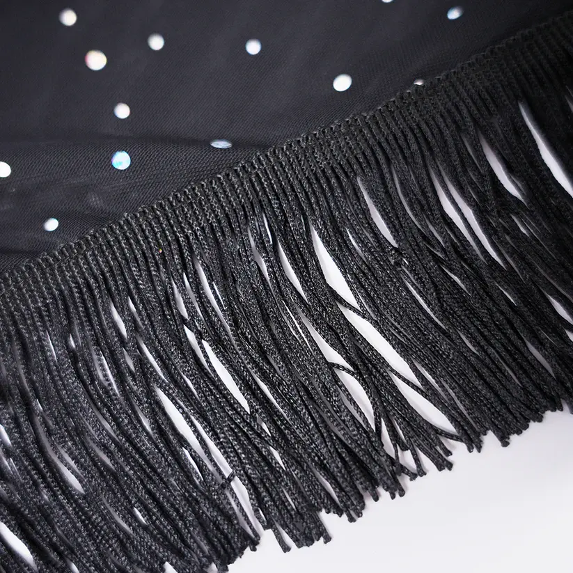 Sparkly Elegant Fringe Mesh Ruffled Sheer Nightwear Dress Lingerie