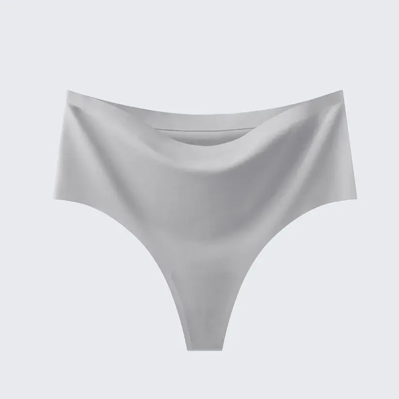 Women's Seamless Ice Silk Thong Underwear Leopard Print & Solid Color Panties