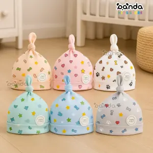 طاقية مواليد زعبوط منقوشة الوان متنوعة ماركة فاميلي قطن ١٠٠٪