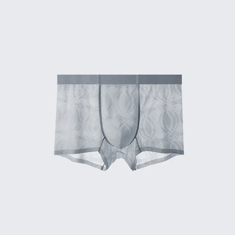 Men's Ice Silk Antibacterial Jacquard Breathable Quick-Dry Boxer Briefs Pack of 3