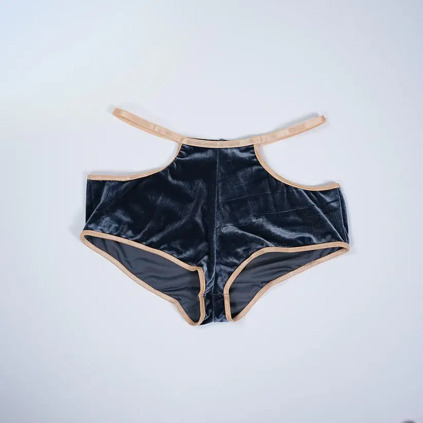 Velvet Grayish Blue Luxury Bra & Panty Sets