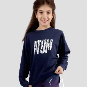Girls Cropped Navy Sweatshirt