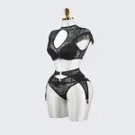 Fringe Sheer Halter Top Panty Set
