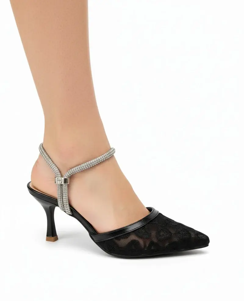 Elegant Lace Ankle Strap Heel C-80