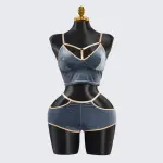 Velvet Grayish Blue Luxury Bra & Panty Sets