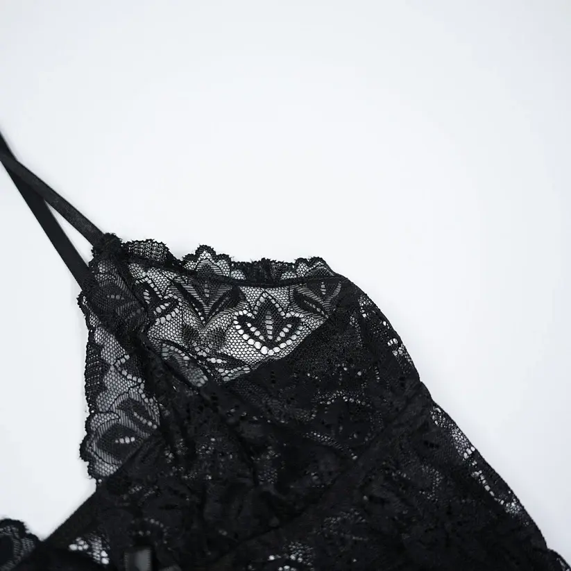 Black Lace Floral Print Negligees