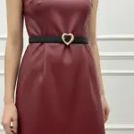 Leather Belt with Gold Heart Buckle BT-7