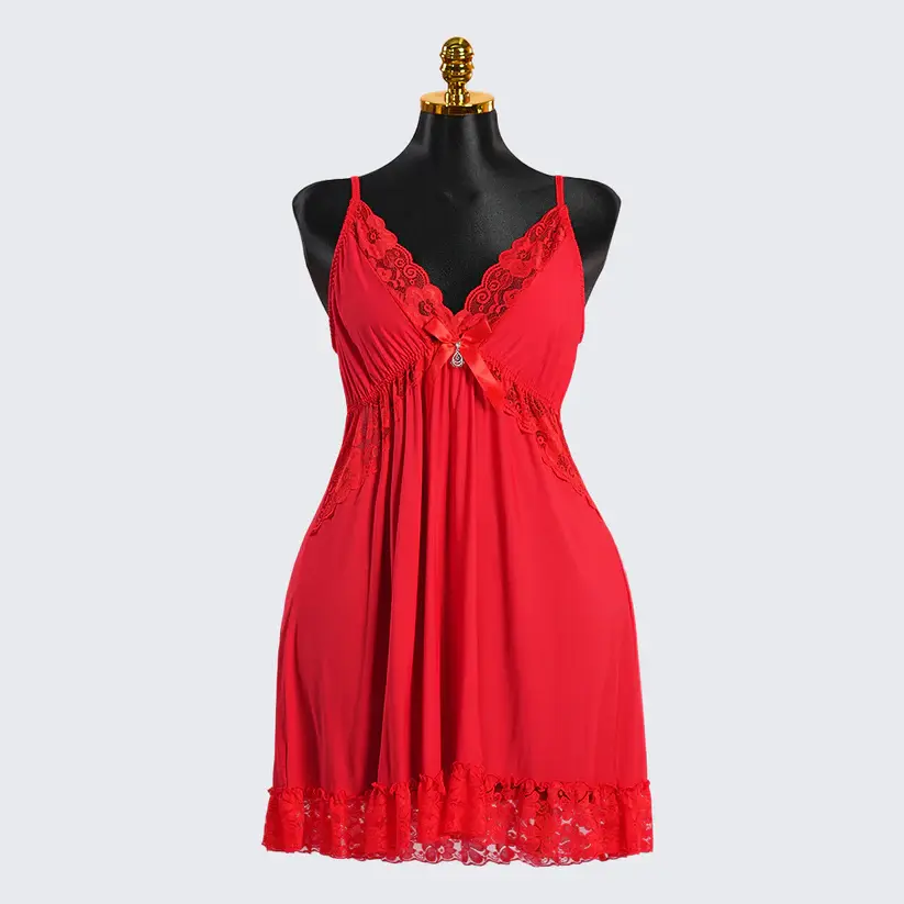 Lace V Neck Nightwear Spaghetti Strap Babydoll