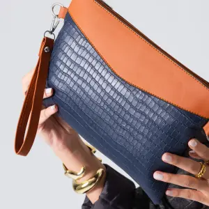 Chic Texture Clutch Bag-dark blue