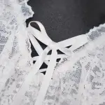 Lace Embroidery Deep V See-Through Babydoll Skirt