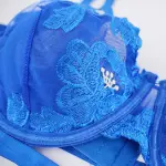Plus Size Embroidered Sheer Bra Sexy Push Up Lingerie Set