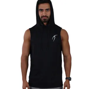 Sleeveless Breathable Black Hoodie