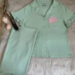Pistachio Ruffled Cotton PJs