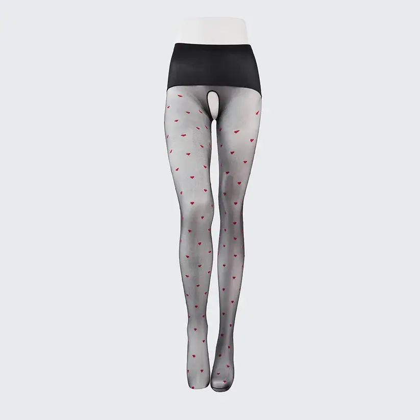 Red Heart Ultra Sheer Black Pantyhose Anti-Snag Jacquard Tights