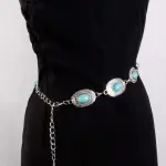 Turquoise Stone Chain Belt U-23