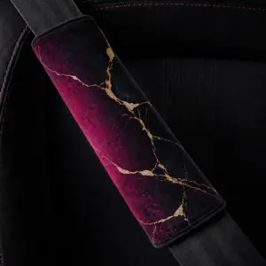 Burgundy Black - Set of 2 Seat Belt Covers