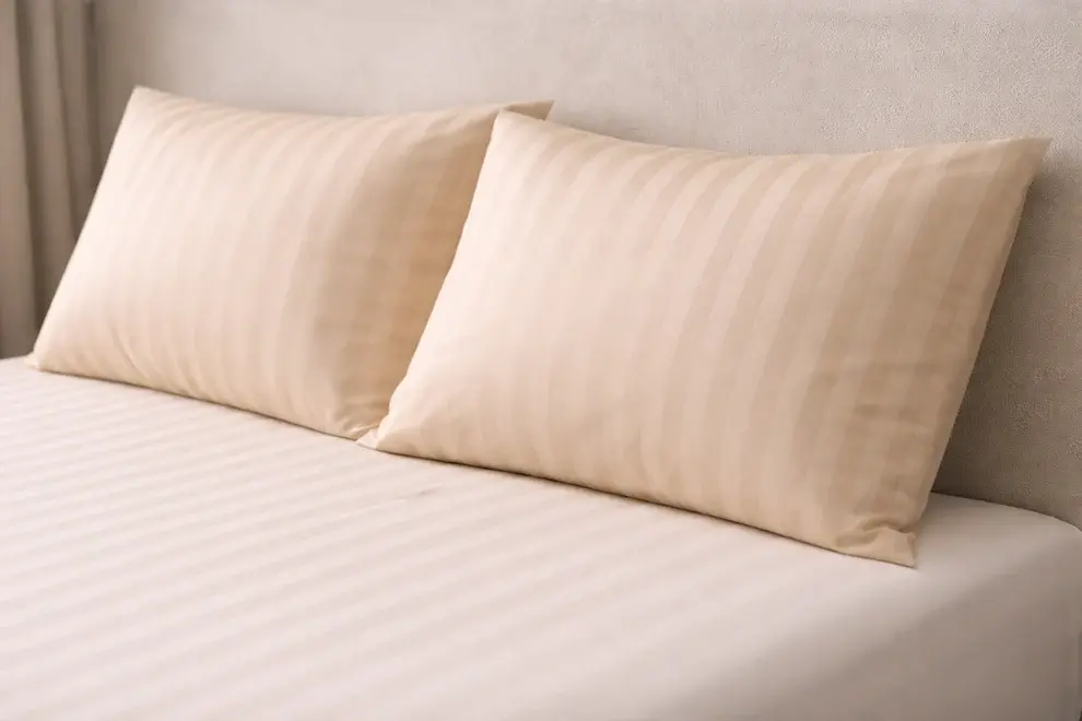 Agha Home Essential Comfort Microfiber Pillowcases Beige Stripe (2PCS)