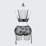 Plus Size Spider Web Sheer Push Up Full Bust Bra Panty Set