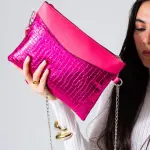 Metallic Texture Clutch-pink