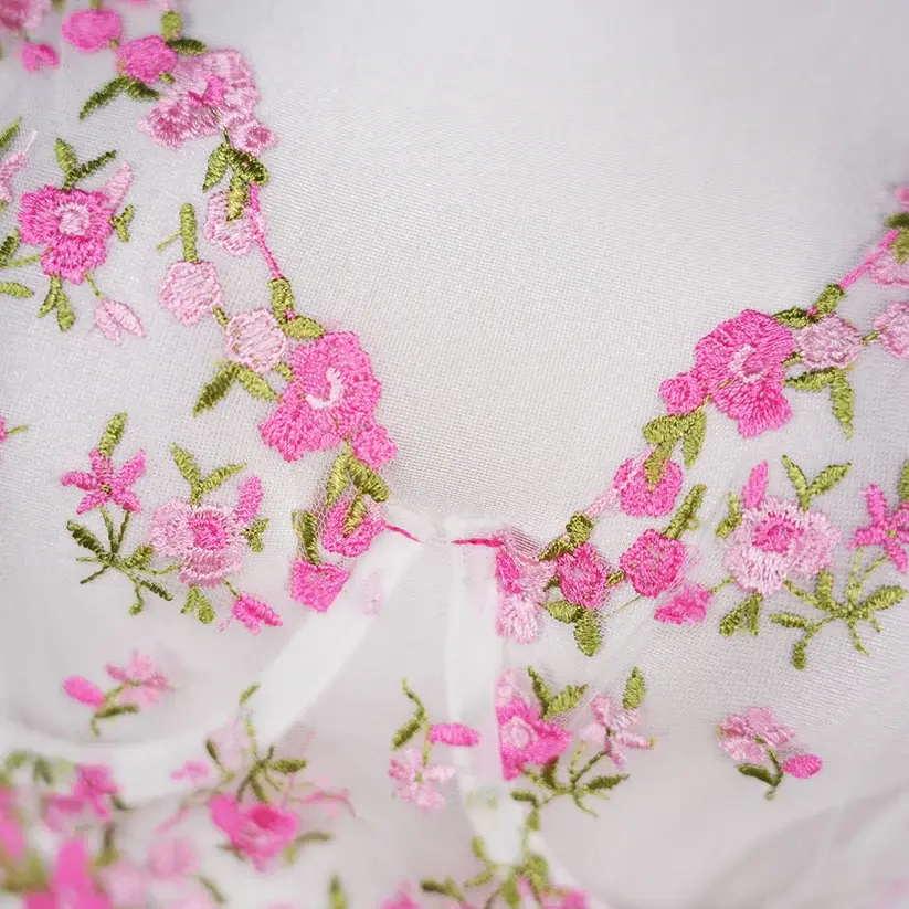 Rose Red Sheer Floral Print Bra and Panty Set