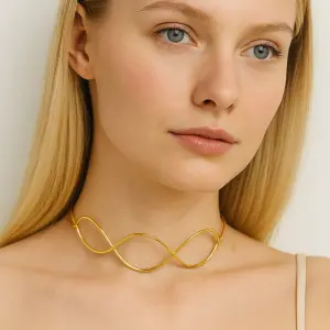 choker necklace with elegant wave design NE-22