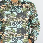 Allover Printed Black Hoodie