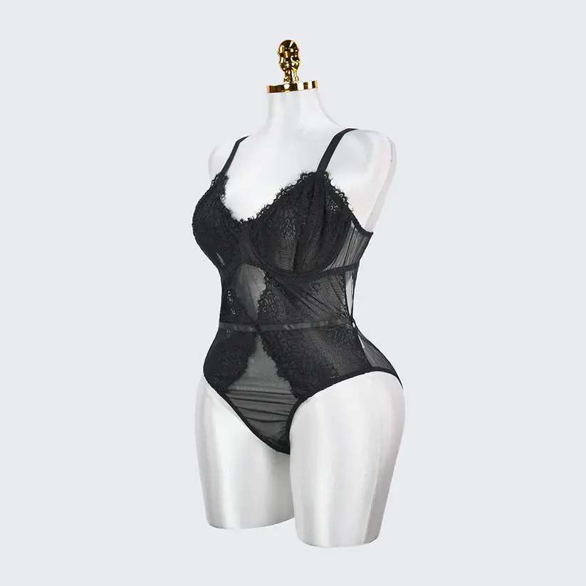 Plus Size Sexy Sheer Tummy Shaper Slimming Bodysuit