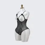 Floral Lace Embroidered Open Crotch Bodysuit