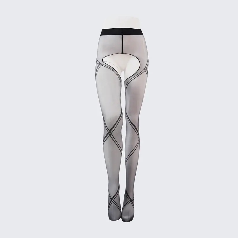 Ultra-Thin Sexy Shiny Pantyhose with Jacquard and Straps
