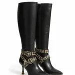Boots with Decorative Ankle Straps Elegant Knee-High R-60