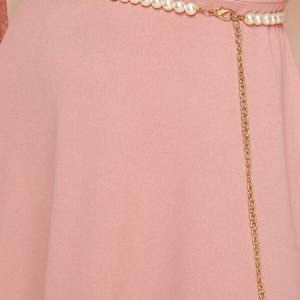 Elegant Pearl & Chain Waist Belt – Gold Accent