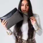 Metallic Texture Clutch-gray