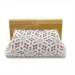 Floral Embroidered Clutch with Natural Wooden Frame VS-54
