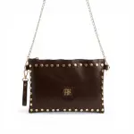 White studded clutch bag with gold-tone hardware BA-62
