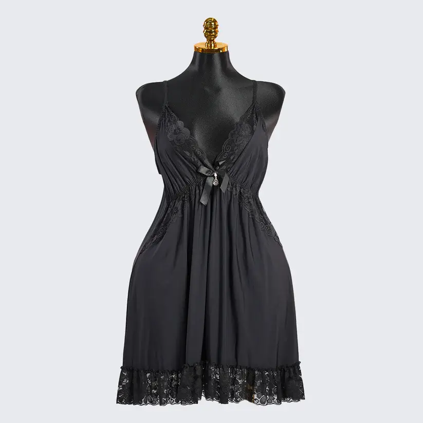 Lace V Neck Nightwear Spaghetti Strap Babydoll