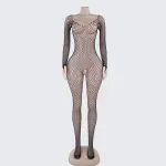 [2+ Items, 300 EGP Each] Women's See-Through Fishnet Open Crotch Net Tights Bodystocking