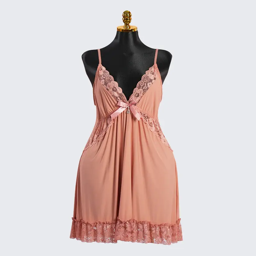 Lace V Neck Nightwear Spaghetti Strap Babydoll