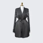 Luxurious Silk Lace Trimmed Kimono Robe