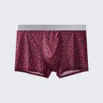 Men's Leopard Print Boxer Briefs Low Rise Mulberry Silk Crotch Pack of 4