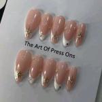 10pcs long almond-shaped french apricot colored nails