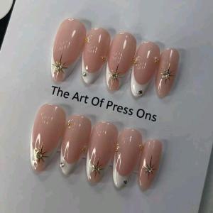 10pcs long almond-shaped french apricot colored nails