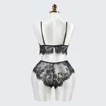 Sexy Black Lace Embroidery Lingerie See-Through Sexy Bra Panties Set