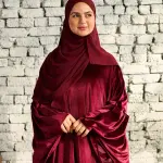 MAROON VELVET RUFFLES ISDAL
