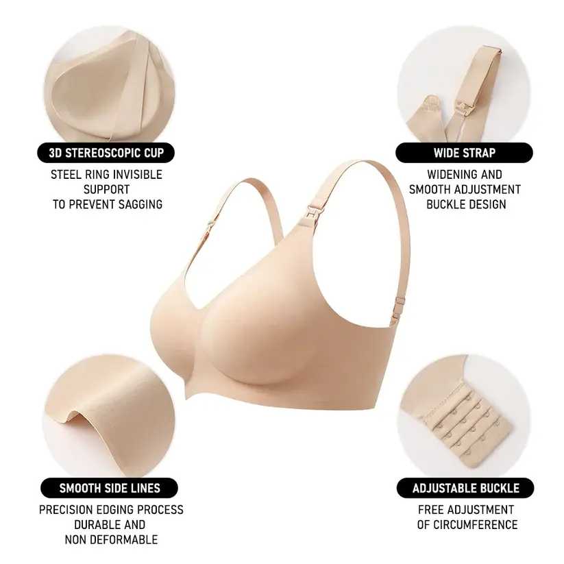 Seamless Front Clip Nursing Bra Plus Size Wirefree Maternity Bralette