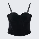 Velvet Strap-Detail Corset Top