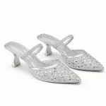 Elegant Embellished Mesh Heels C-83