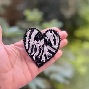 The Midnight Zebra Heart Brooch
