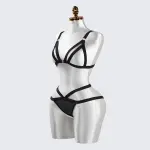 Black Strapping Cut-out Bra Panty Set